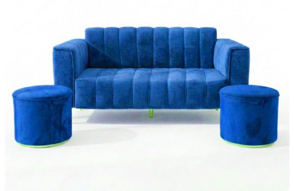 B 2 seater blue with ottoman