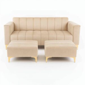 3 seater velvet couch with 2 ottoman
